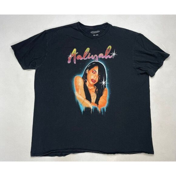 Aaliyah Graphic T-shirt Men XXL Black Short Sleeve Music R&B - Picture 1 of 5